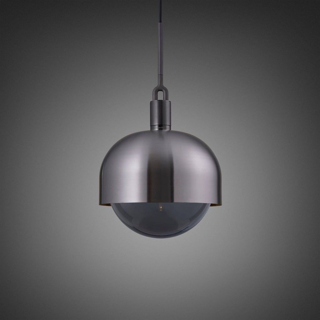 Buster + Punch Forked Pendant Shade + Smoked Globe Large in Gun Metal