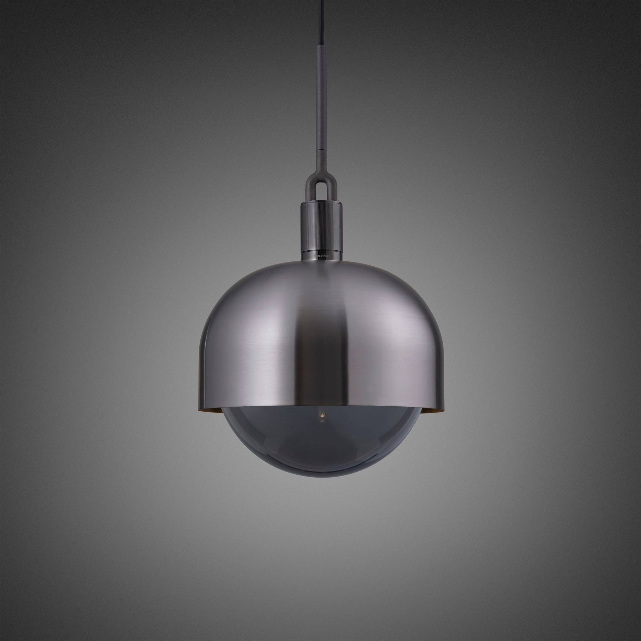 Buster + Punch Forked Pendant Shade + Smoked Globe Large in Gun Metal