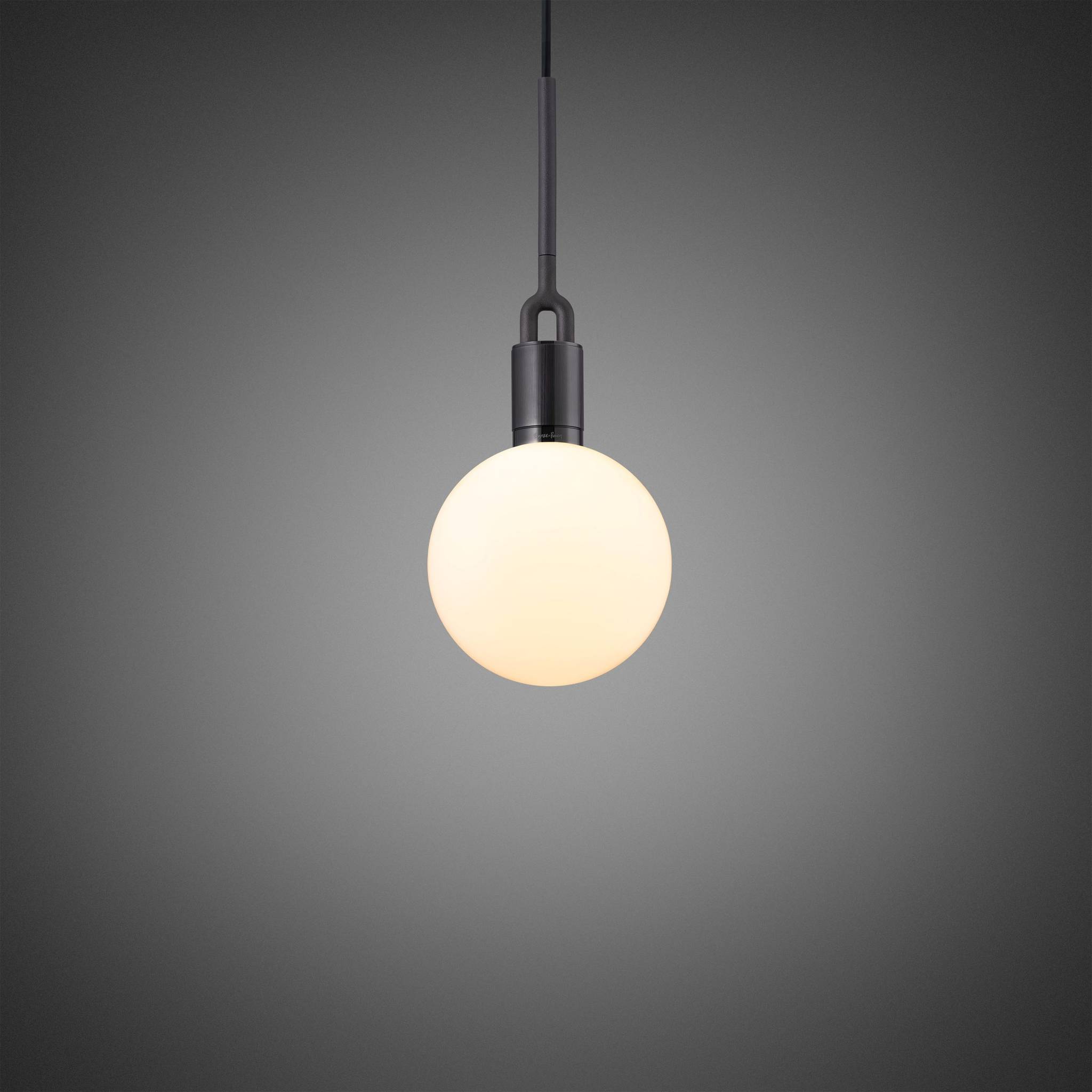 Buster + Punch Forked Pendant Opal Globe Medium in Gun Metal