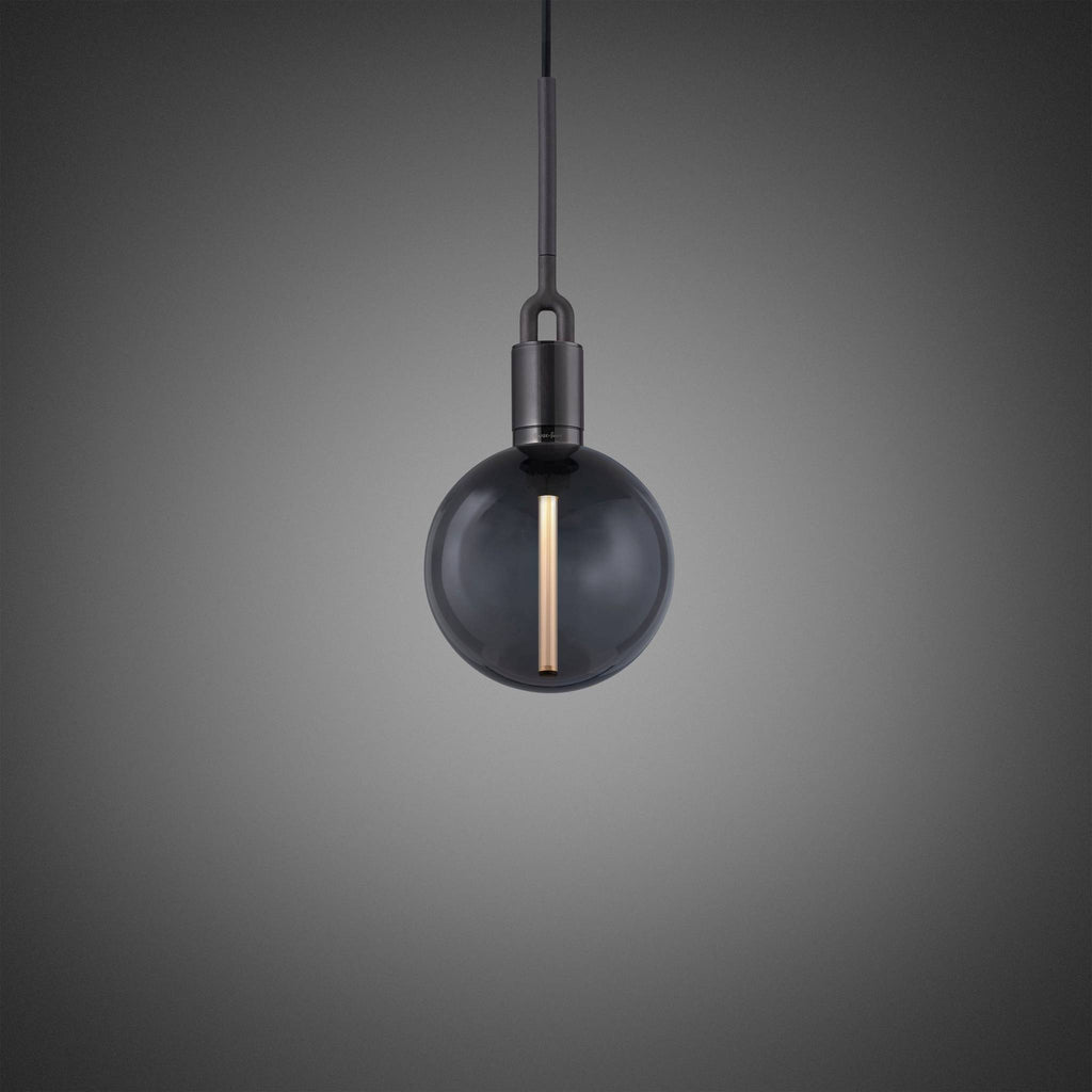 Buster + Punch Forked Pendant Smoked Globe Medium in Gun Metal