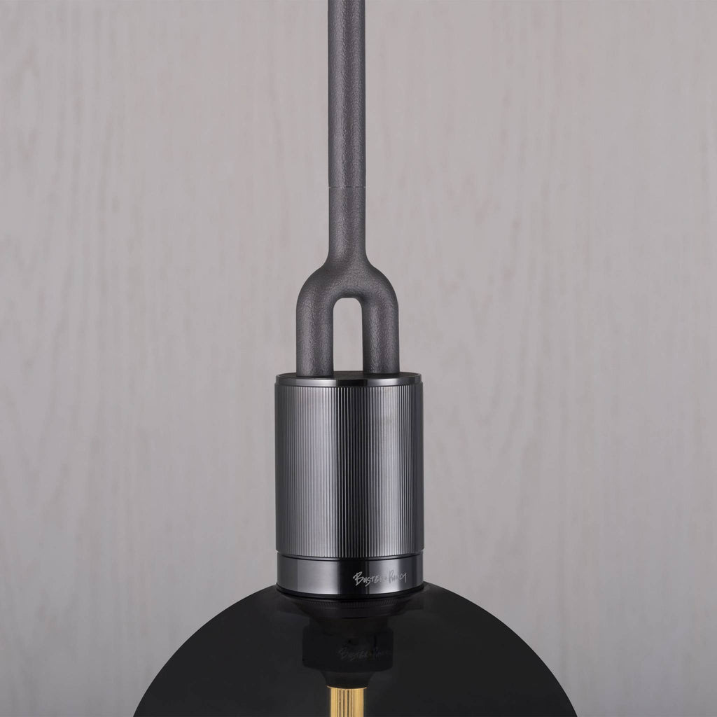 Buster + Punch Forked Pendant Smoked Globe Medium in Gun Metal, detail