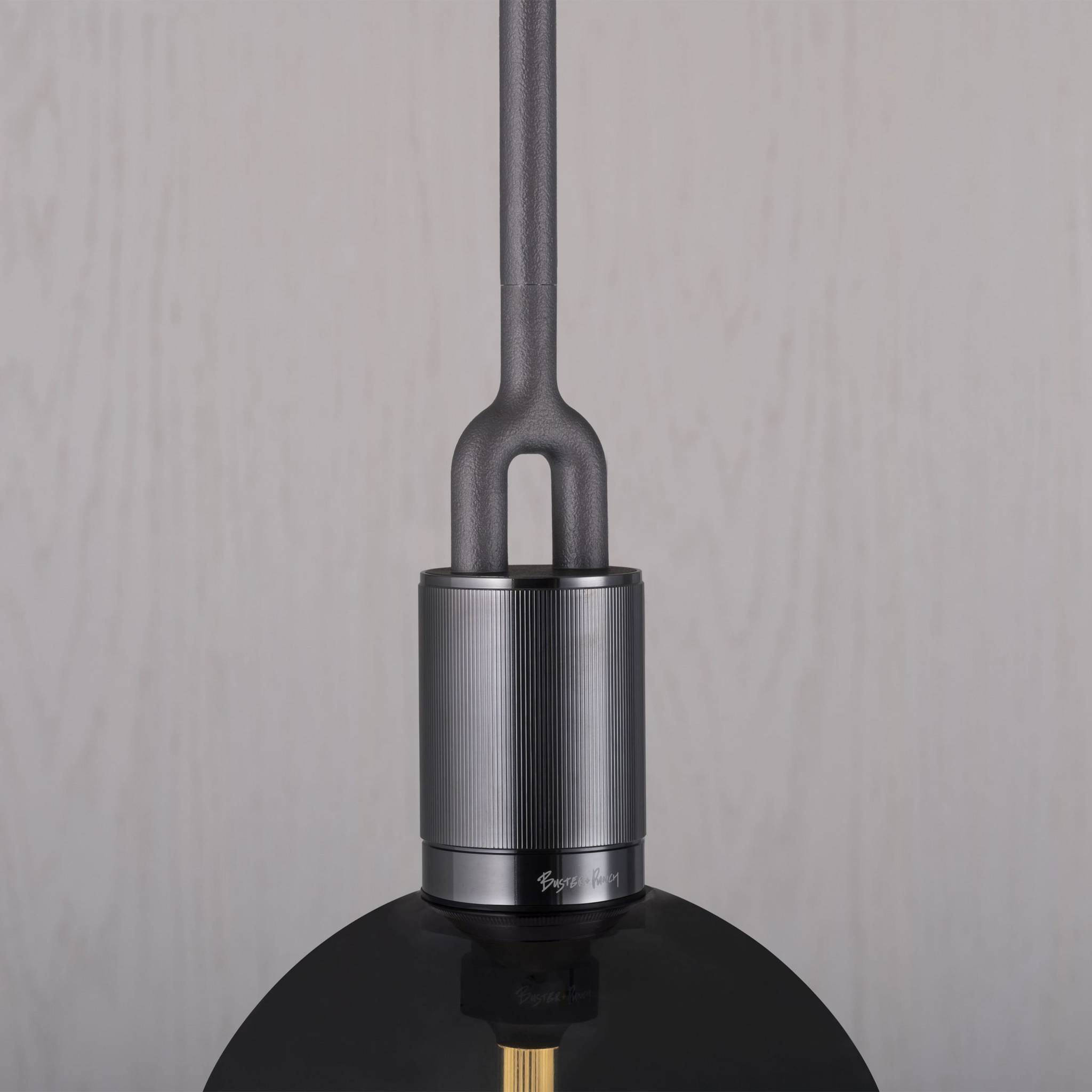 Buster + Punch Forked Pendant Smoked Globe Medium in Gun Metal, detail