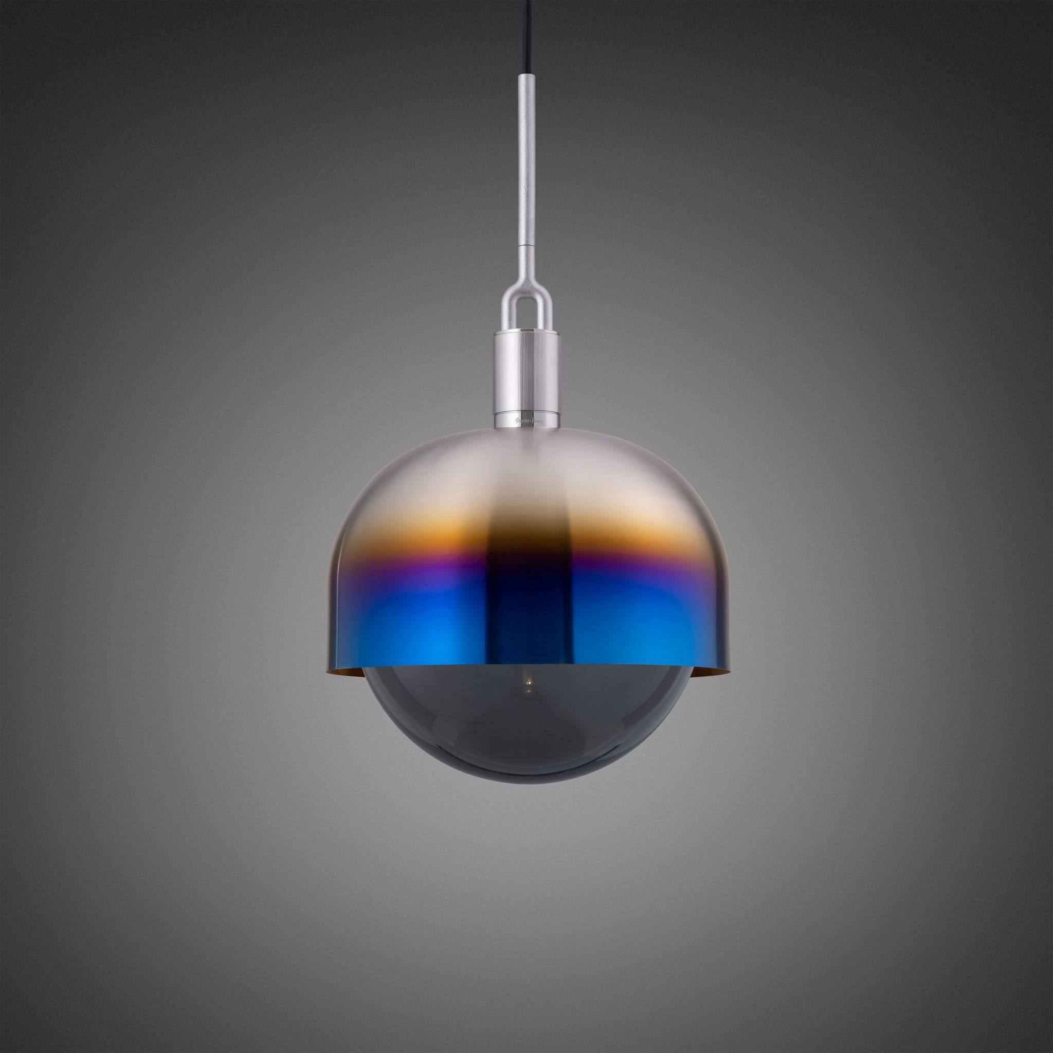 Buster + Punch Forked Pendant Shade + Smoked Globe Large in Burnt Steel