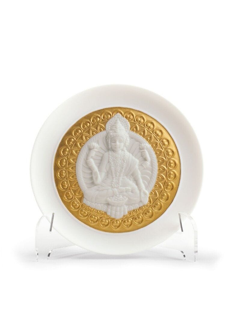 Lladro Goddess Lakshmi Decorative Plate Golden Lustre