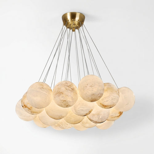 Araco Lumière Frozen Mist chandelier with clustered natural alabaster heads
