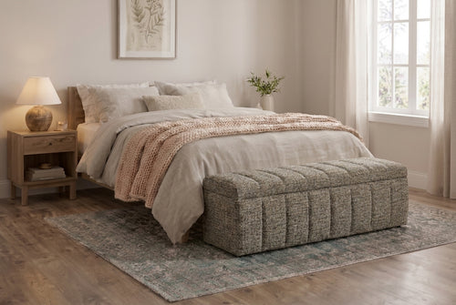 Araco Atelier Velour upholstered bench in Speckle fabric