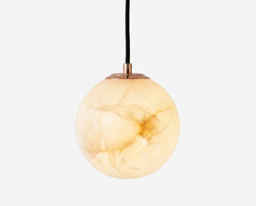 Araco Lumière Frozen Forme compact natural alabaster dome pendant light