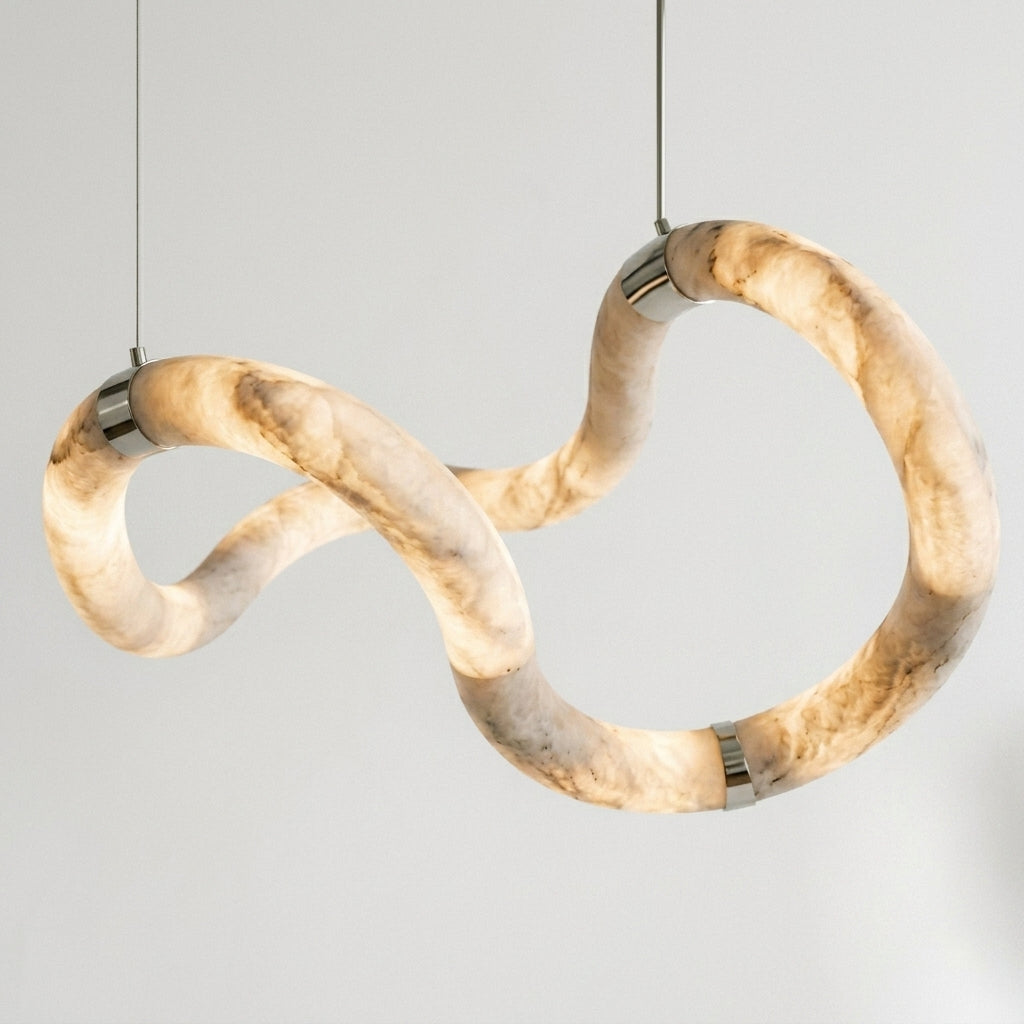 Araco Lumière Frozen Aven statement natural alabaster LED pendant light