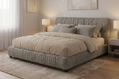 Araco Atelier Axis upholstered bed in Speckle fabric