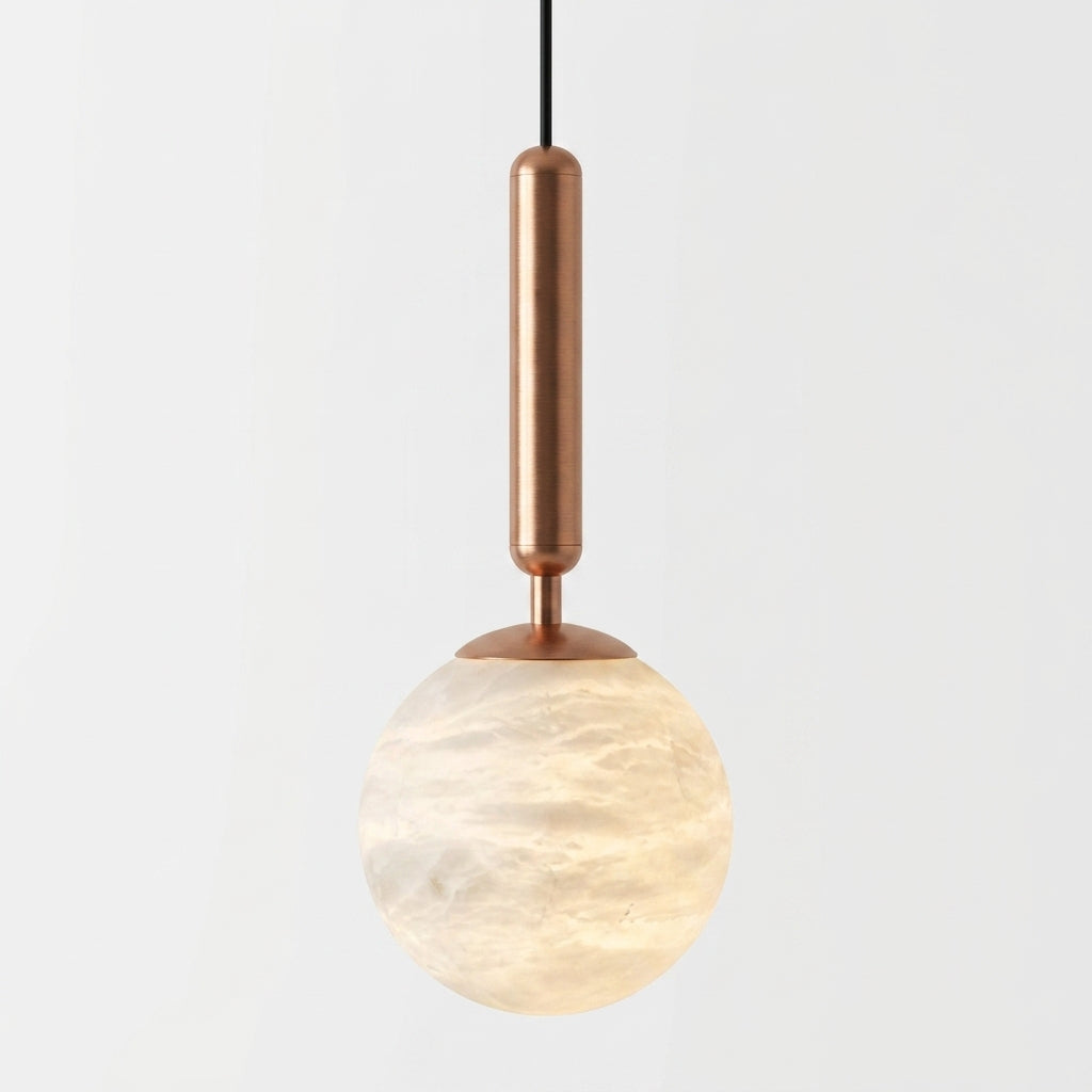 Araco Lumière Frozen Lucis small natural alabaster sphere pendant light