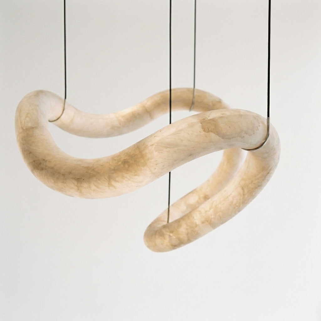 Araco Lumière Frozen Novar large natural alabaster LED pendant light
