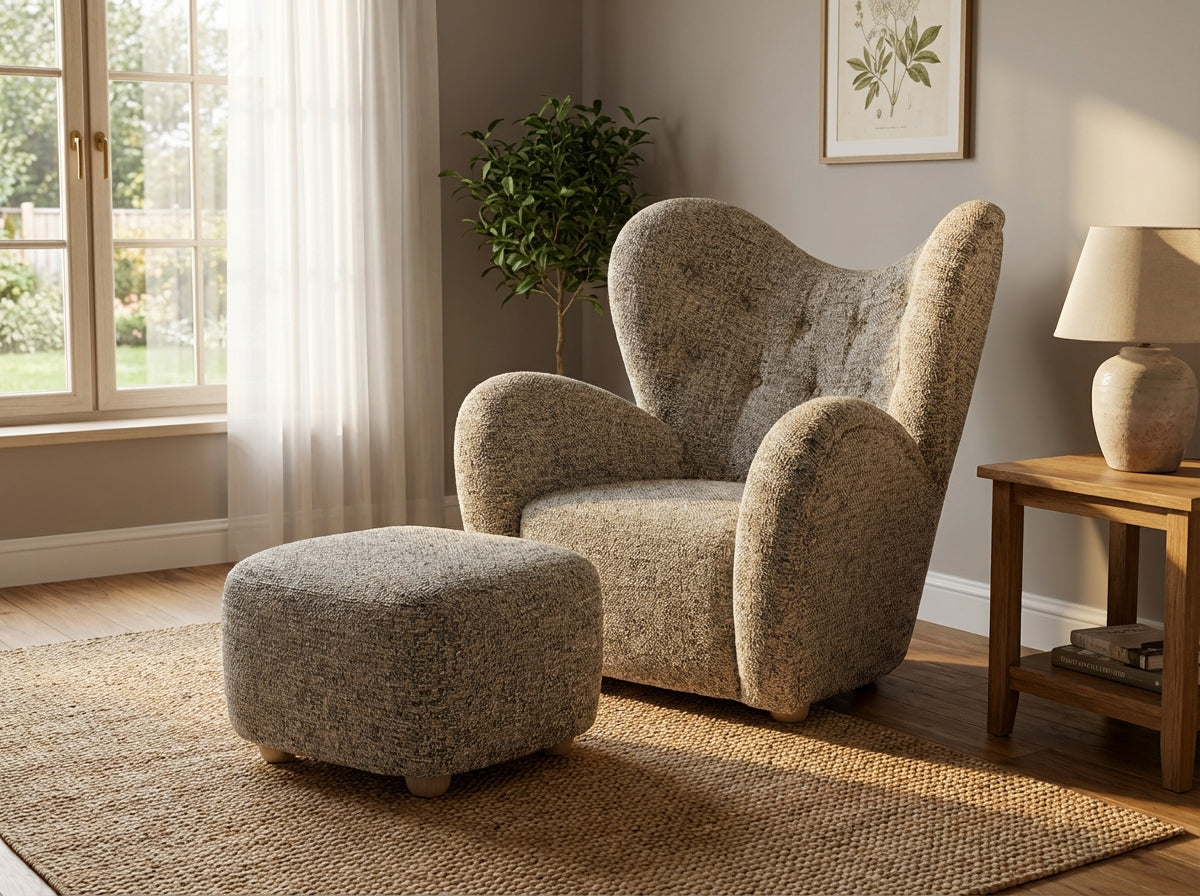 Araco Atelier Teddy armchair in Speckle fabric