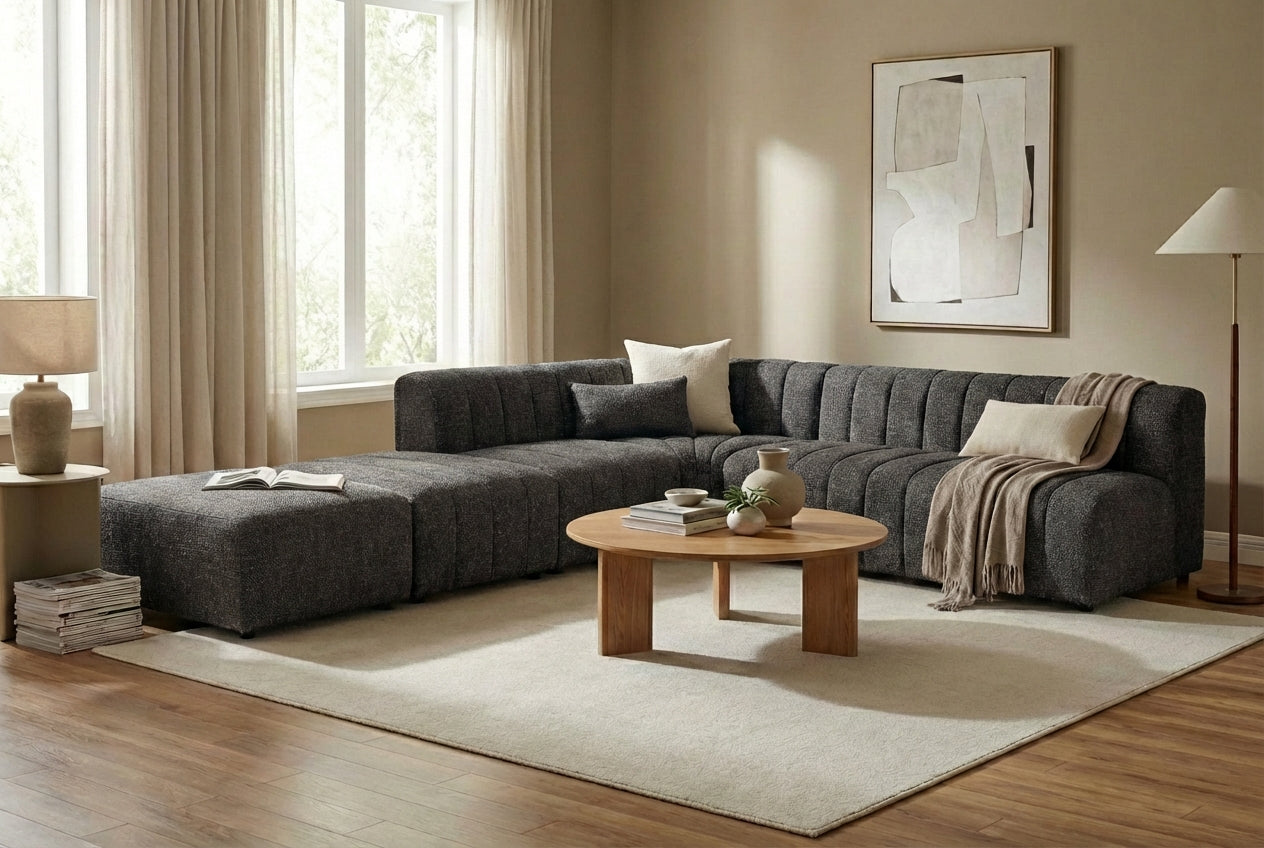 Araco Atelier Leo corner sofa in Cinder fabric