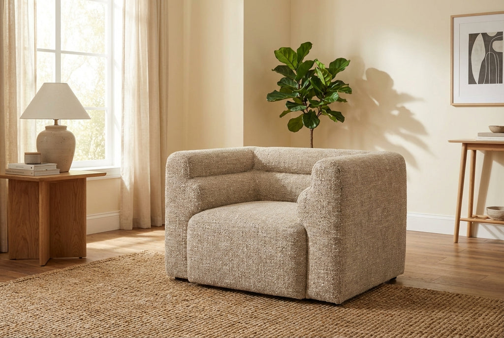 Araco Atelier Bear armchair in Ashlar fabric