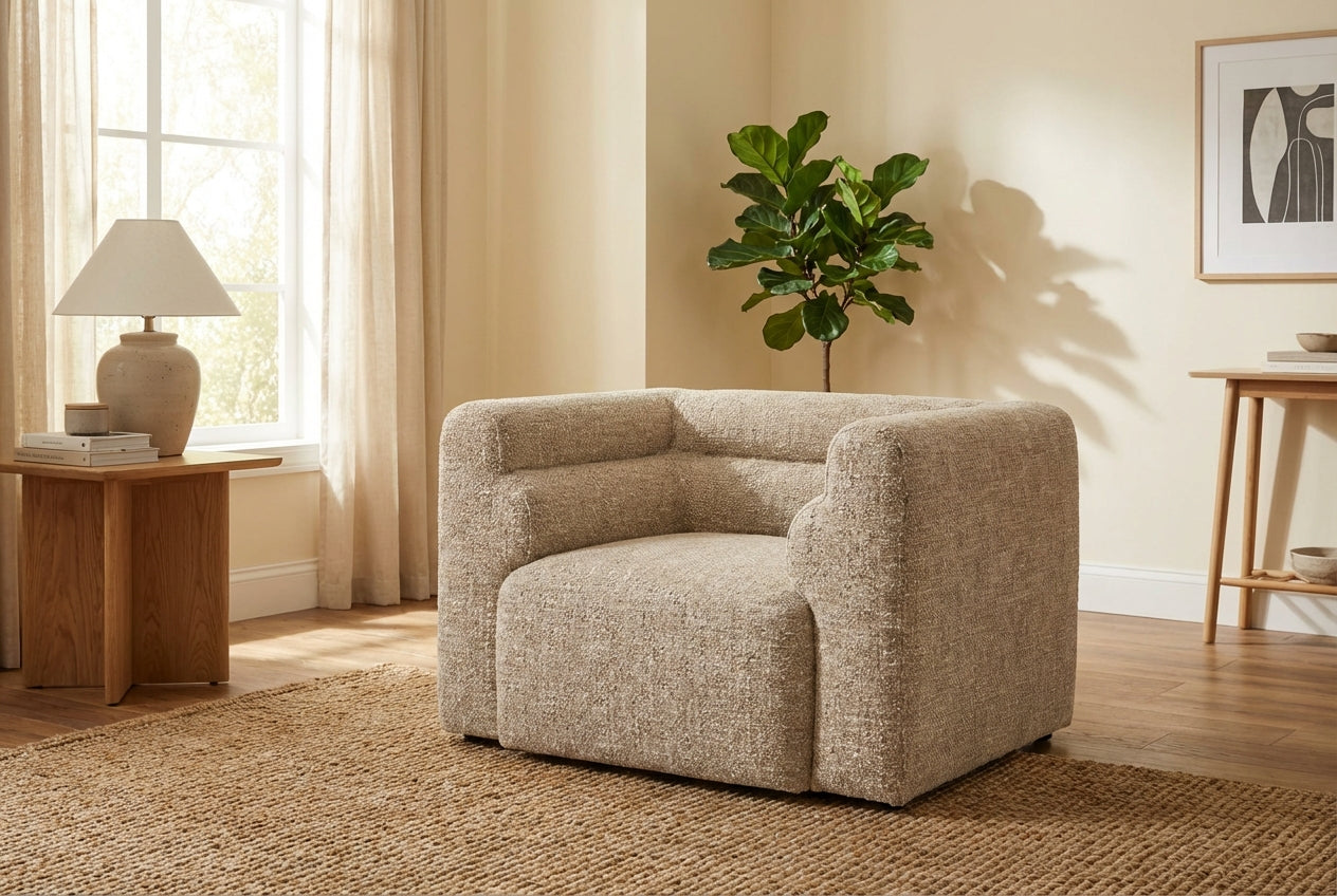 Araco Atelier Bear armchair in Ashlar fabric