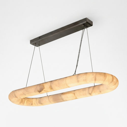 Araco Lumière Frozen Vale linear natural alabaster LED pendant light, 152cm