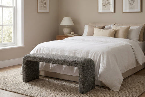 Araco Atelier Mode upholstered bench in Cinder fabric