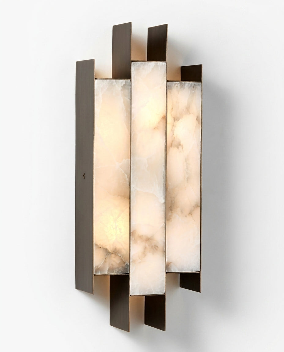 Araco Lumière Frozen Aero broad natural alabaster LED wall light