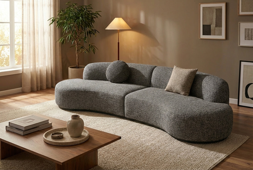 Araco Atelier Coco 4 seater sofa in Cinder fabric
