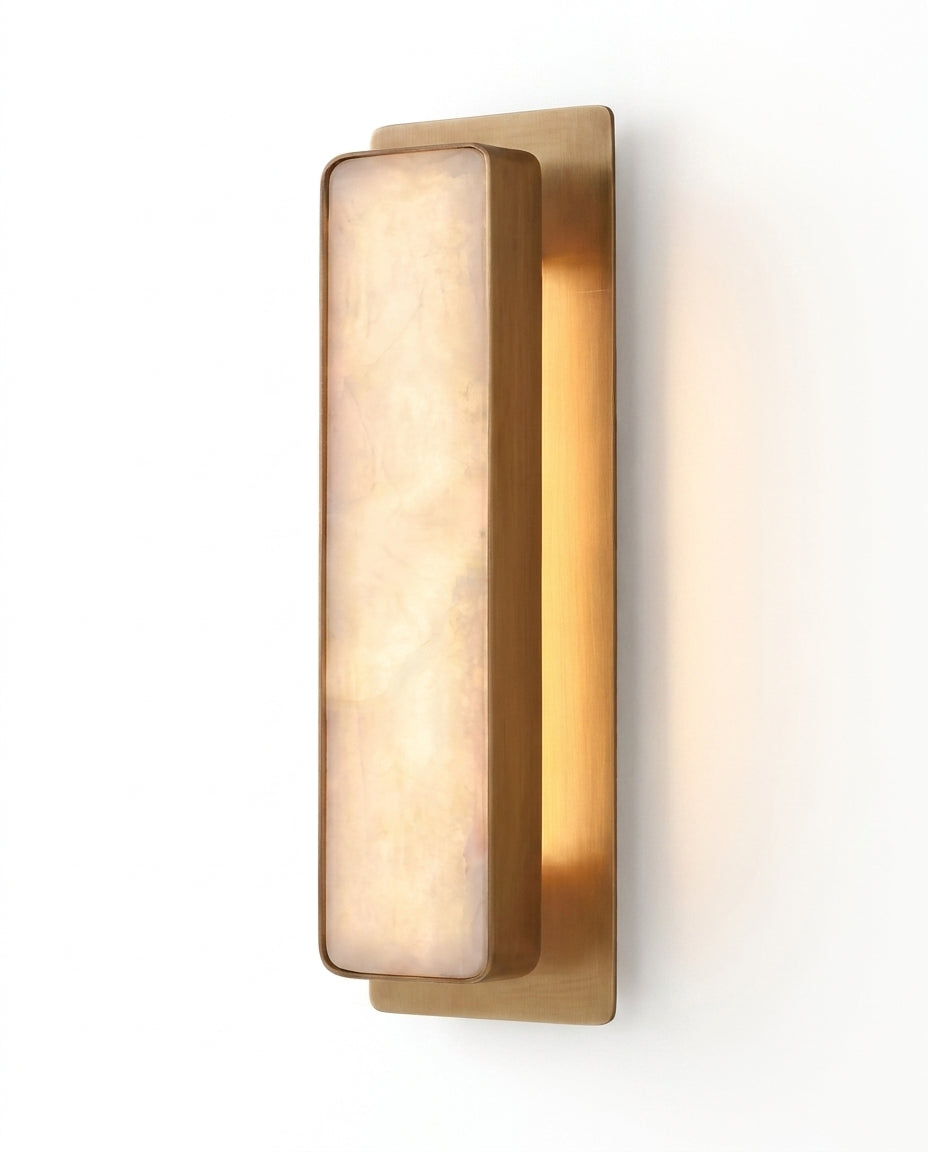 Araco Lumière Frozen Rune tall natural alabaster LED wall light