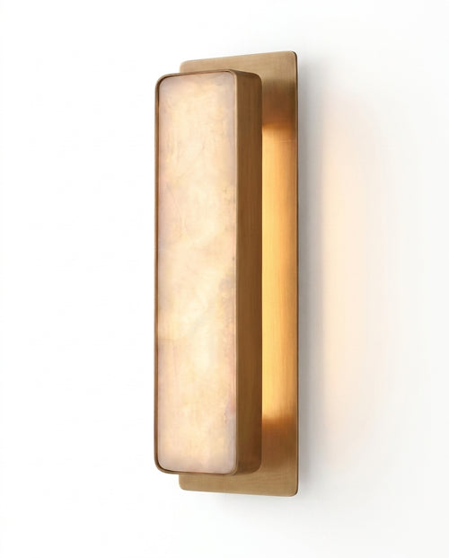 Araco Lumière Frozen Rune tall natural alabaster LED wall light