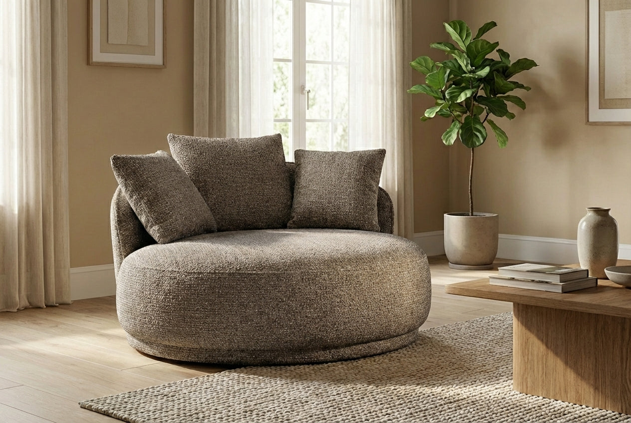 Araco Atelier Otis armchair in Pebbles fabric