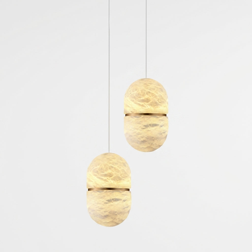 Araco Lumière Frozen Soven rounded natural alabaster pendant light