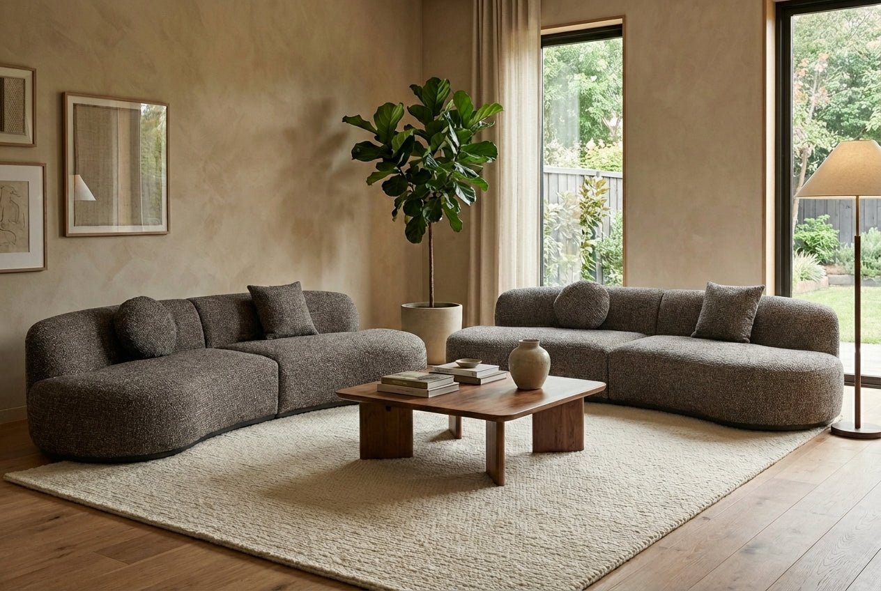Araco Atelier Coco 4 seater sofa in Pebbles fabric