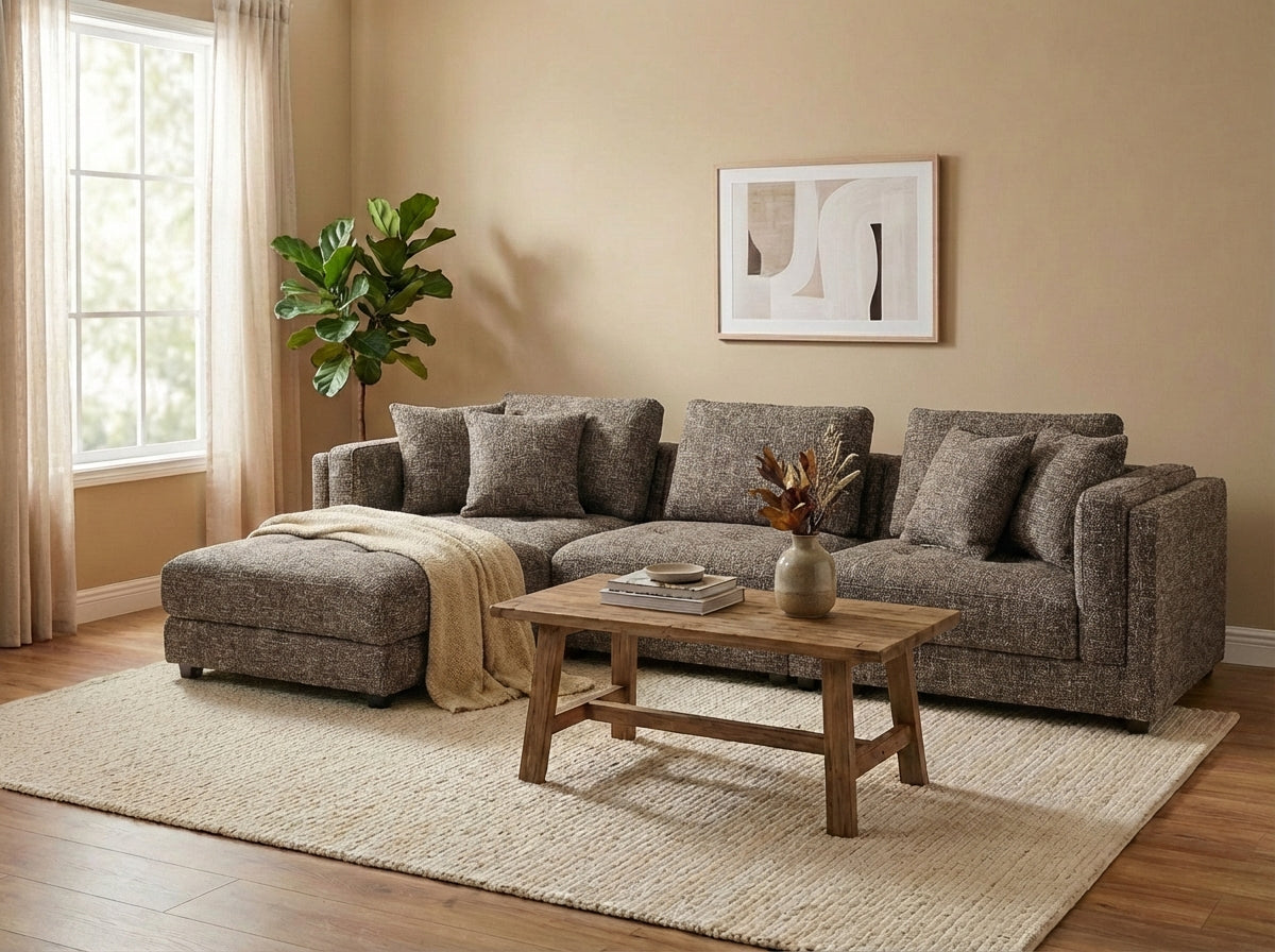 Araco Atelier Ollie 3 seater sofa in Pebbles fabric