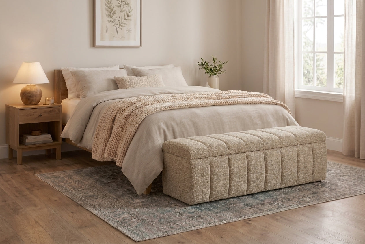 Araco Atelier Velour upholstered bench in Wicker fabric