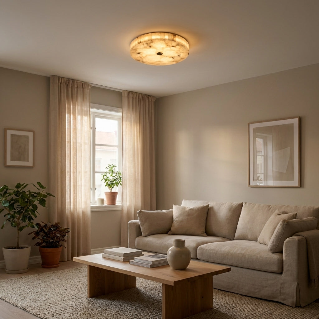 Araco Lumière Frozen Loren natural alabaster ceiling light, alternate view