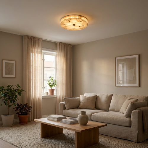 Araco Lumière Frozen Loren natural alabaster ceiling light, alternate view