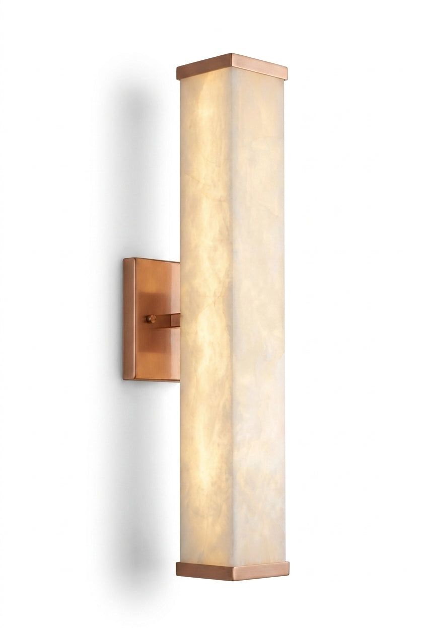 Araco Lumière Frozen Arc natural alabaster wall light with warm 3000K LED
