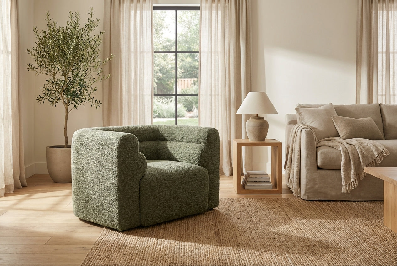 Araco Atelier Bear armchair in Laurel fabric