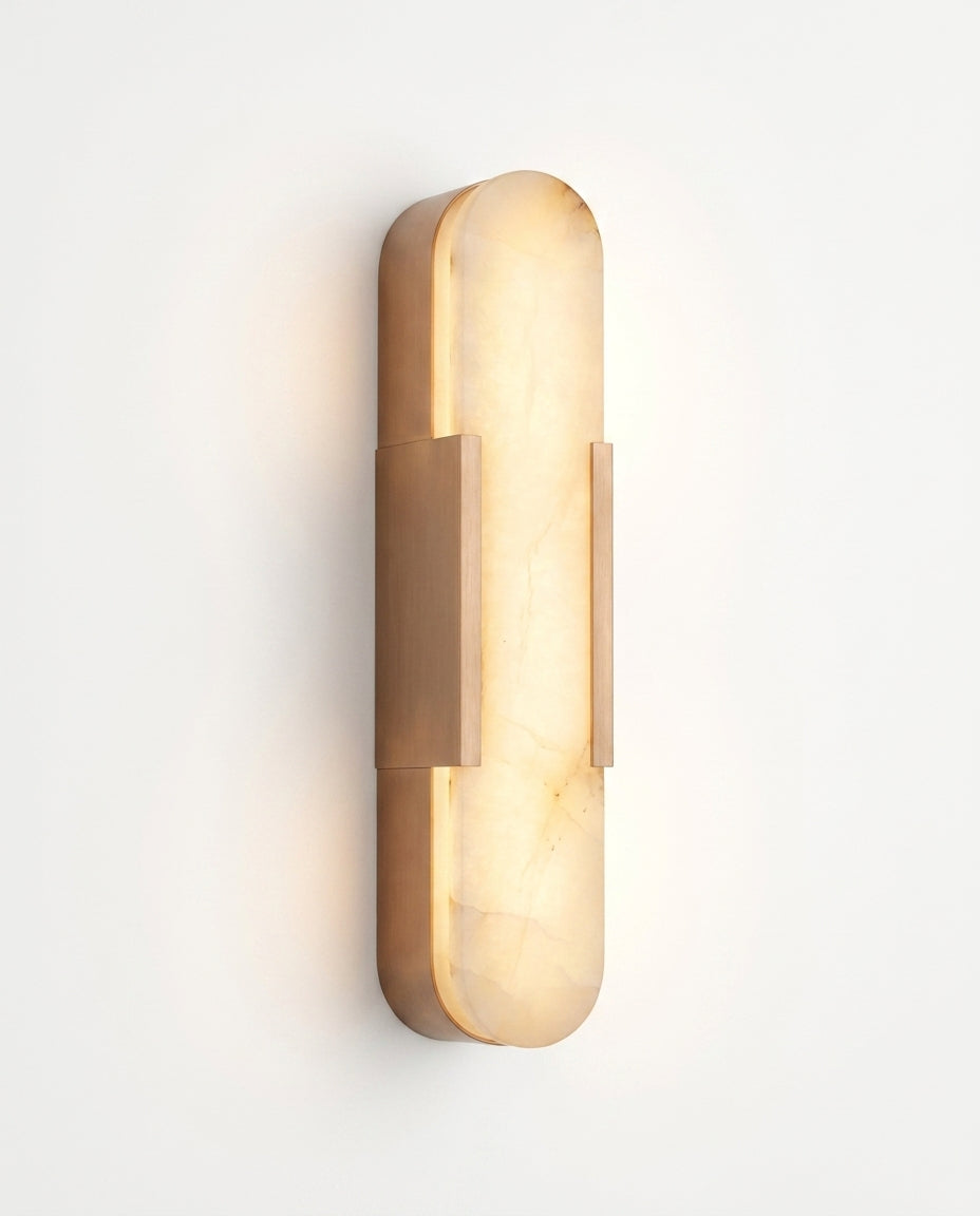 Araco Lumière Frozen Pulse vertical natural alabaster panel wall light