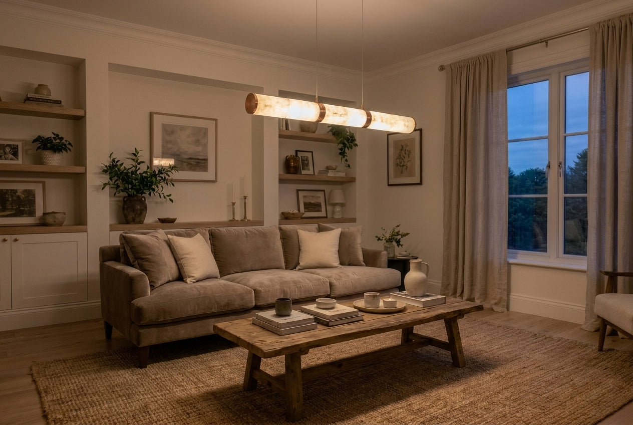 Araco Lumière Frozen Fold natural alabaster pendant light, alternate view