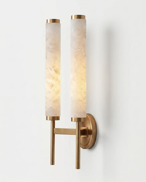 Araco Lumière Frozen Noire natural alabaster LED wall light, broad architectural form