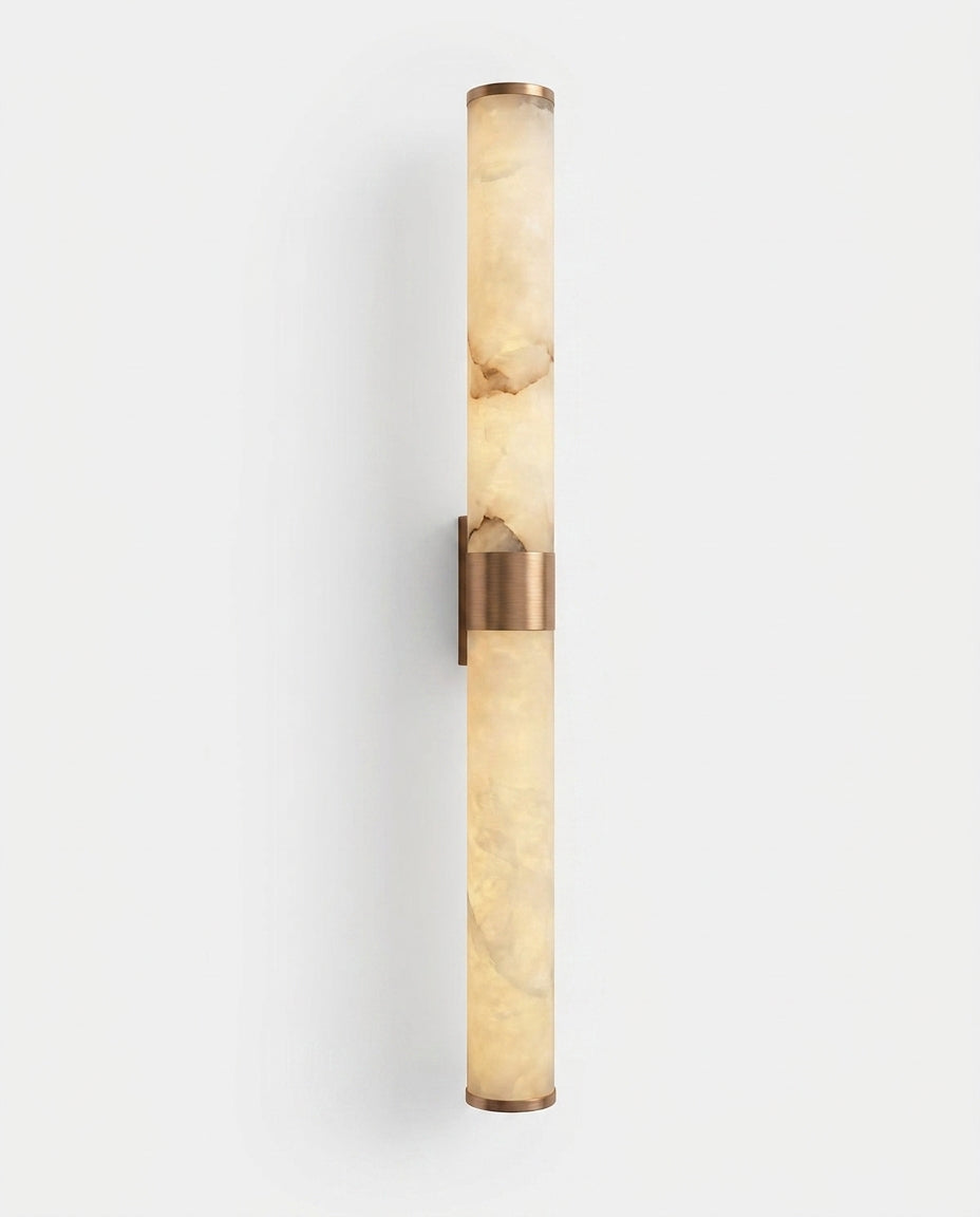 Araco Lumière Frozen Halo natural alabaster wall light, slender vertical column