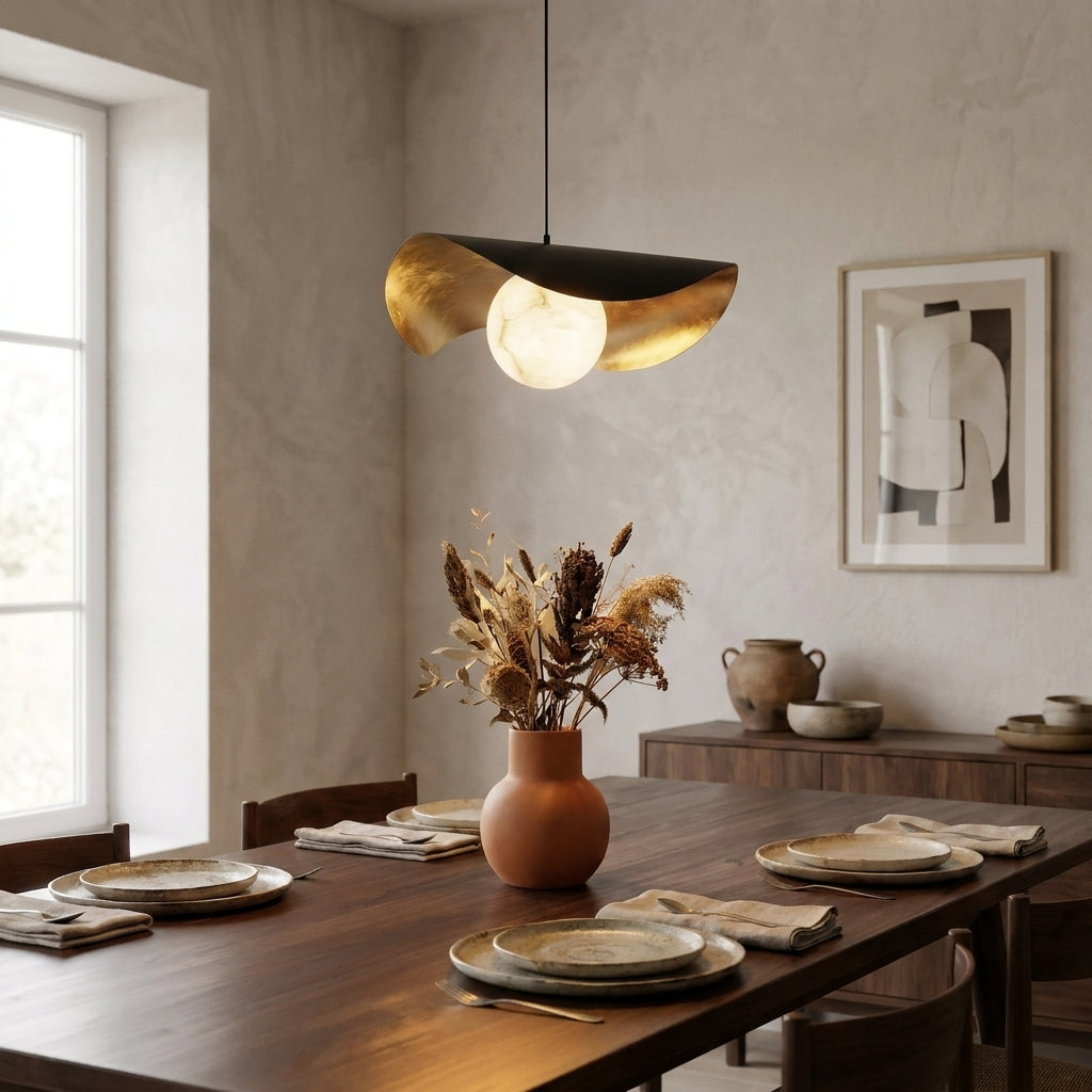 Araco Lumière Frozen Mave alabaster pendant light, alternate view
