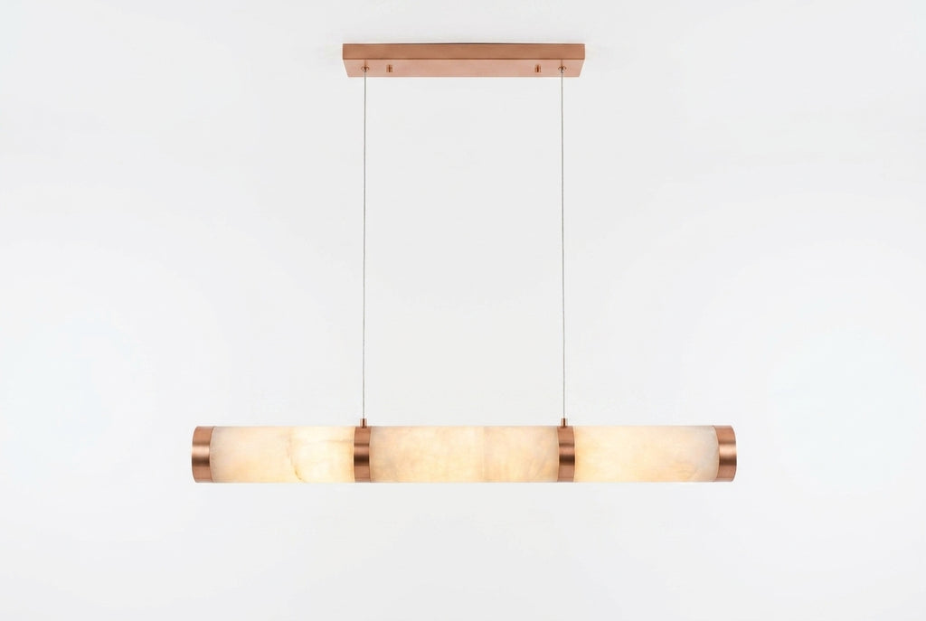 Araco Lumière Frozen Fold long linear natural alabaster pendant light