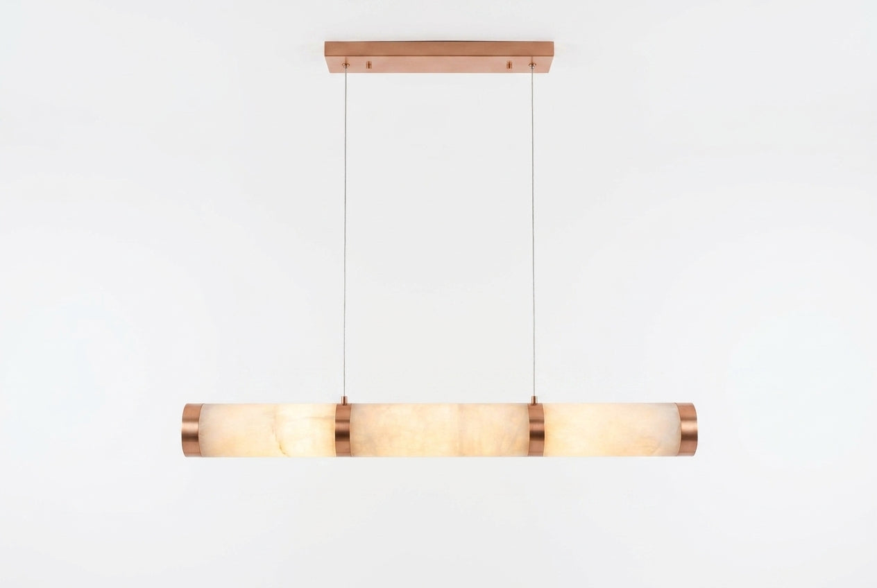Araco Lumière Frozen Fold long linear natural alabaster pendant light
