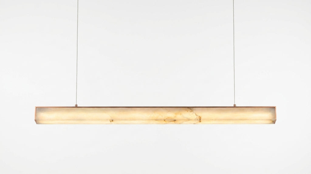 Araco Lumière Frozen Nexa square-profile natural alabaster linear pendant light