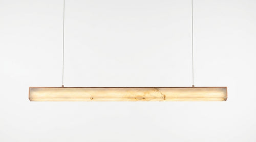 Araco Lumière Frozen Nexa square-profile natural alabaster linear pendant light