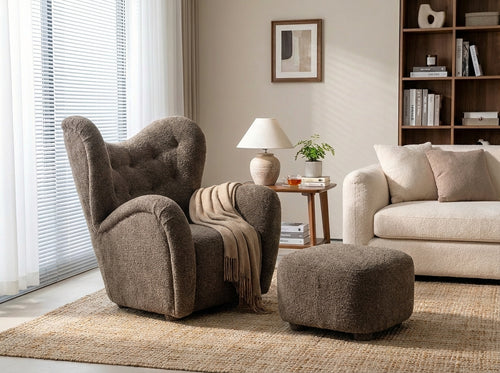 Araco Atelier Teddy armchair in Porcini fabric