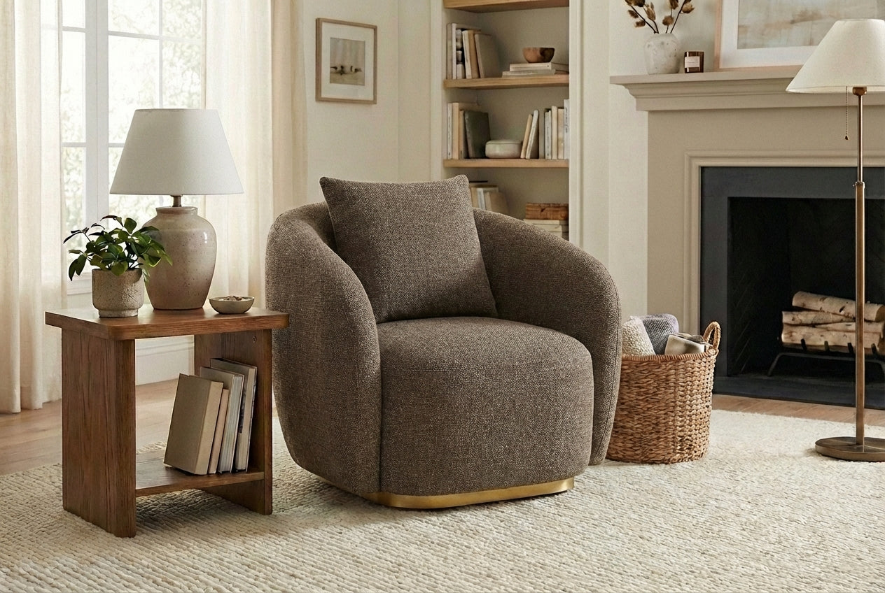 Araco Atelier Cleo armchair in Porcini fabric