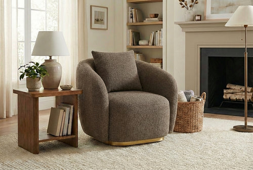 Araco Atelier Cleo armchair in Porcini fabric
