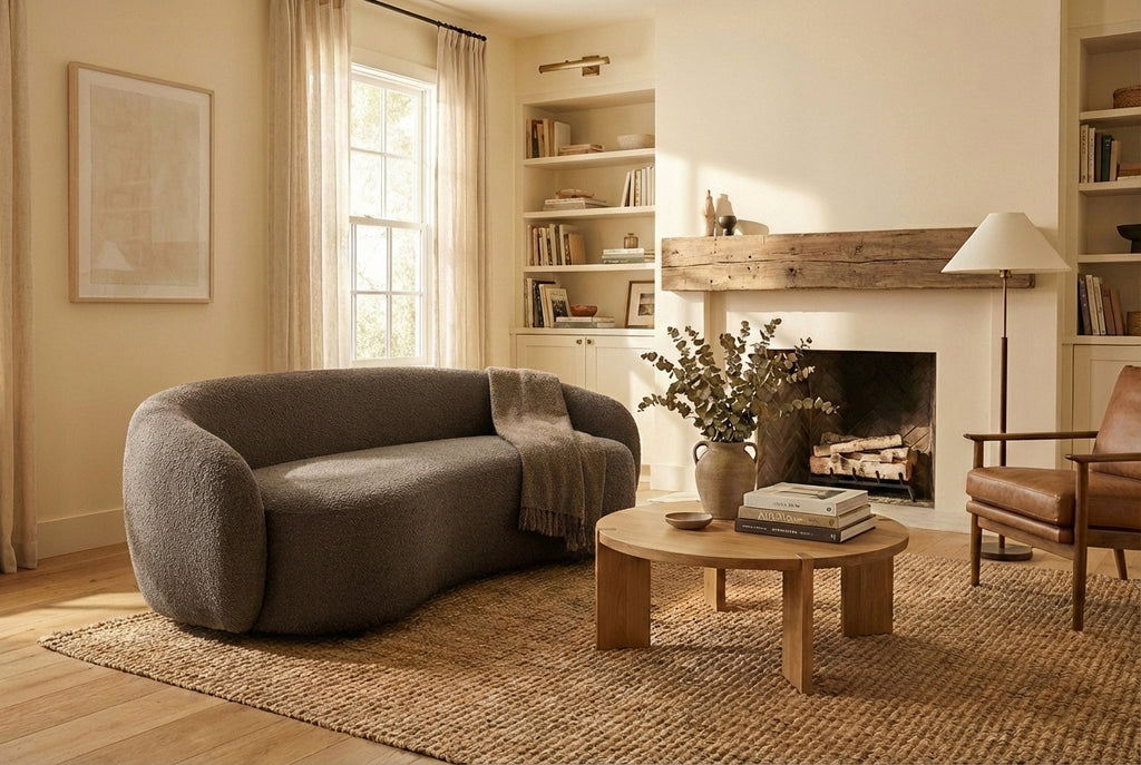 Araco Atelier Noah 2 seater sofa in Porcini fabric