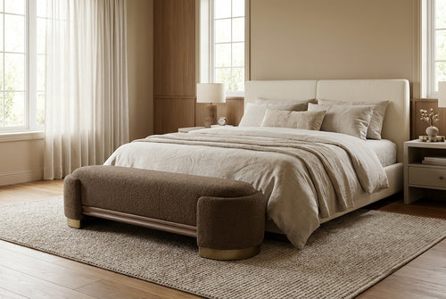 Araco Atelier Luma upholstered bench in Porcini fabric