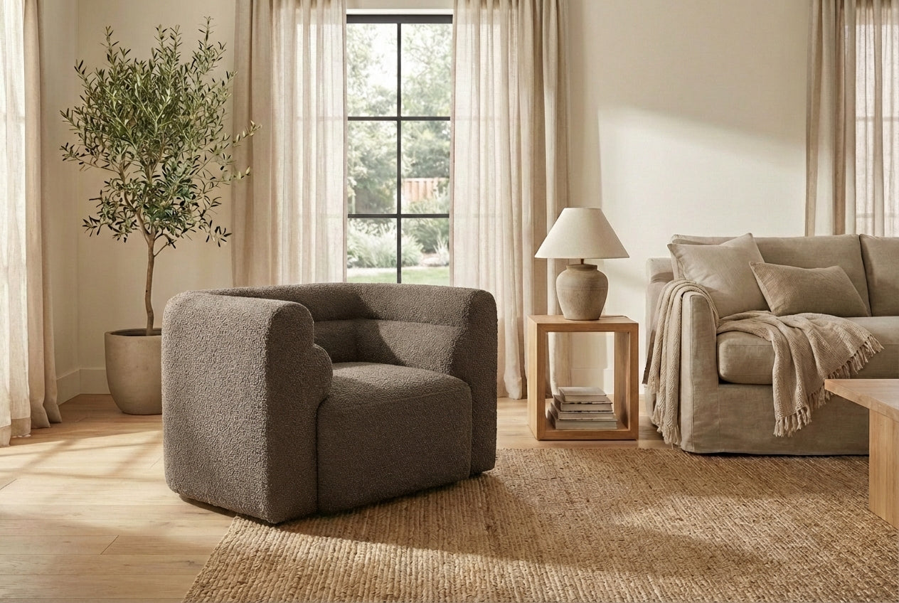 Araco Atelier Bear armchair in Porcini fabric