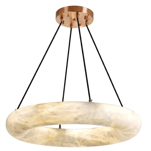 Araco Lumière Frozen Vector circular natural alabaster ring pendant light